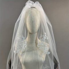 Ivory Lace Flower Wedding Veil Bridal Hair Accessories