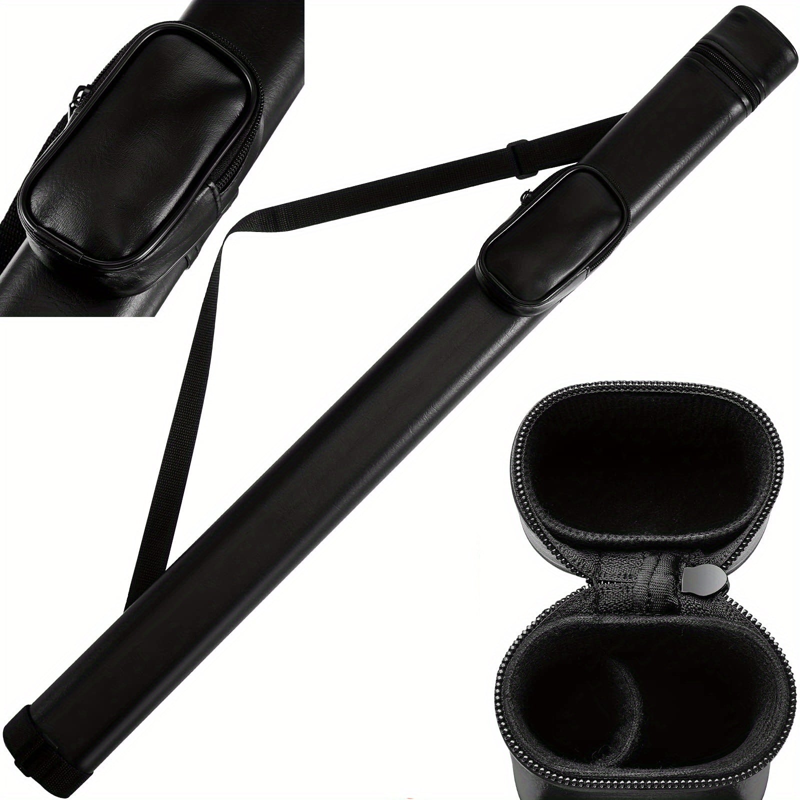 1pc Pool Cue Hard Case Holds 1 Butt and 1 Shaft Protective Carrying Bag