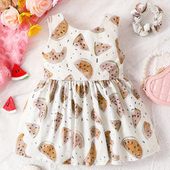 2pcs Watermelon Print Sleeveless Dress & Headband Set for Baby Girls