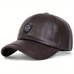 PU Leather Alphabets Baseball Cap for Men