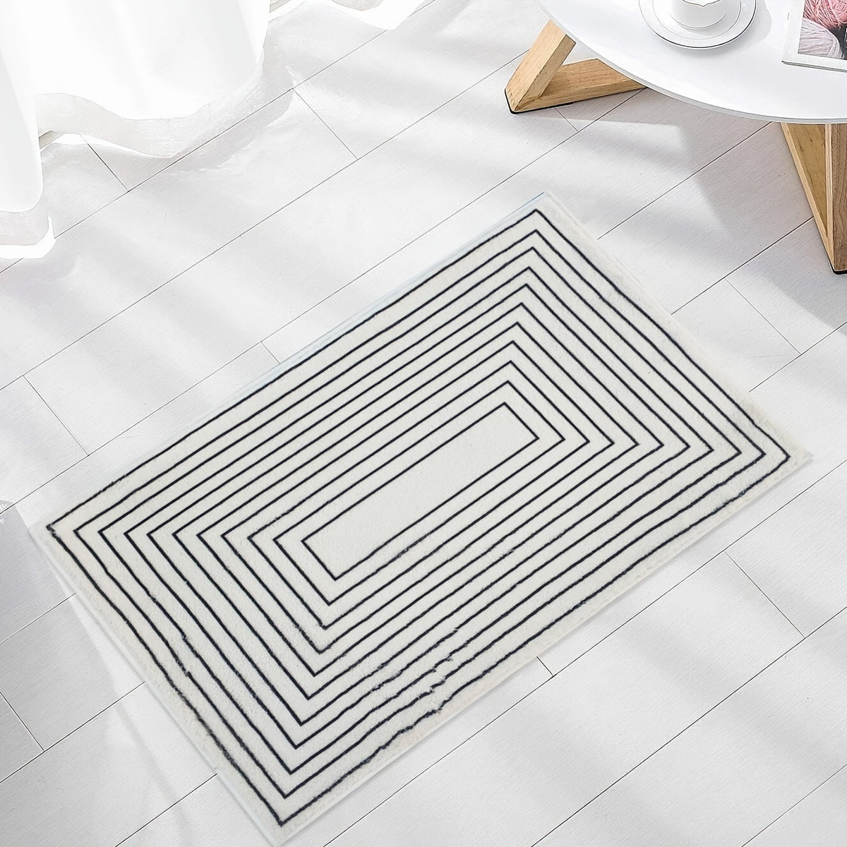 Modern Fabric Floor Mat TPR Bottom Indoor Living Room Carpet 23.6x35.4in