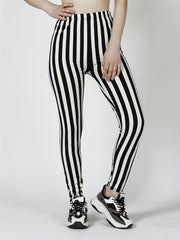 Striped Print Skinny Leggings Casual Stretchy Leggings