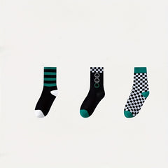 5 Pairs Plaid Print Crew Socks for Women