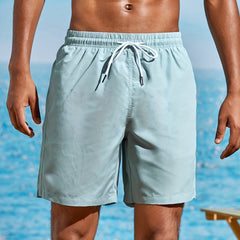 Solid Casual Elastic Waist Drawstring Lounge Shorts for Men