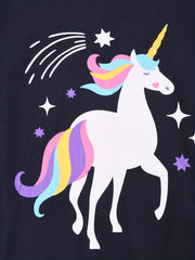 Kids Unicorn Print Pajama Set Long Sleeve Top & Pants Comfy PJ Girl's