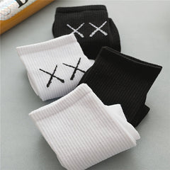 4-Pair Geometric Pattern Mid Tube Socks for Women
