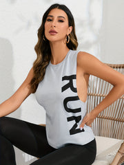 Sleeveless Sports Tank Top Round Neck Fitness Workout Tee Women's Summer Tops