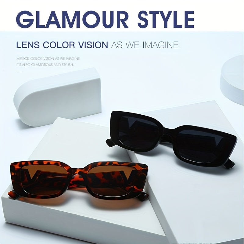 Rectangular Sunglasses for Men Women Retro Vintage UV400 Sun Shades
