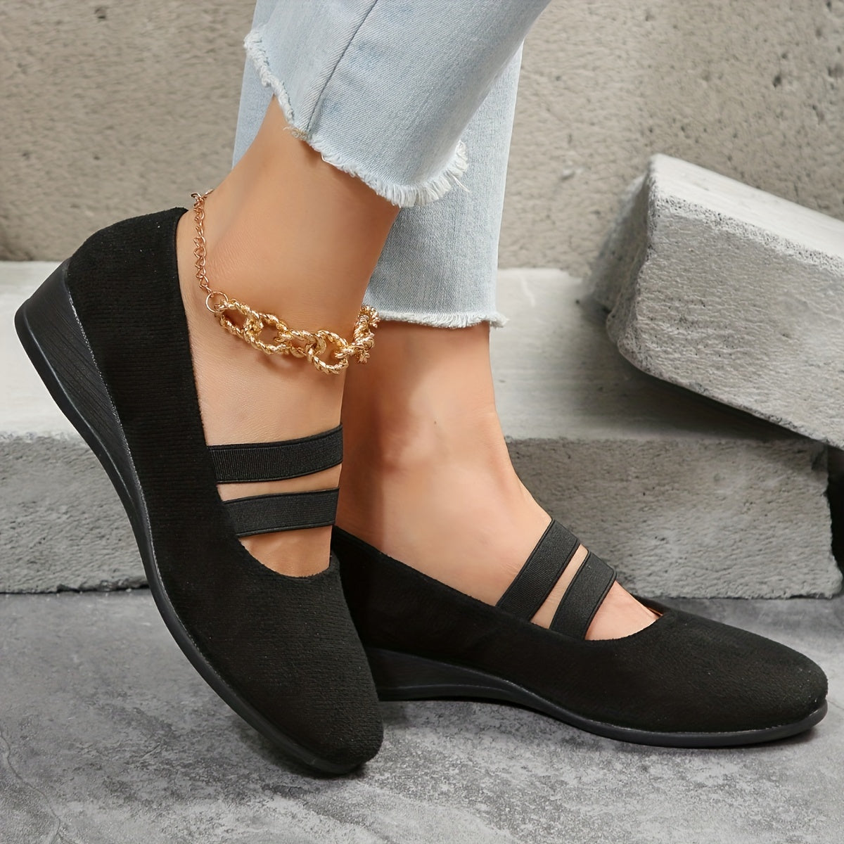 Women's Elastic Band Flat Shoes Casual Slip On Outdoor Shoes