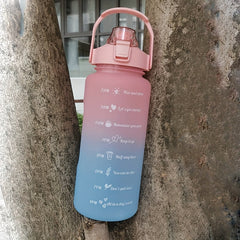 Gradient Sports Water Bottle with Time Scale Straw Cup