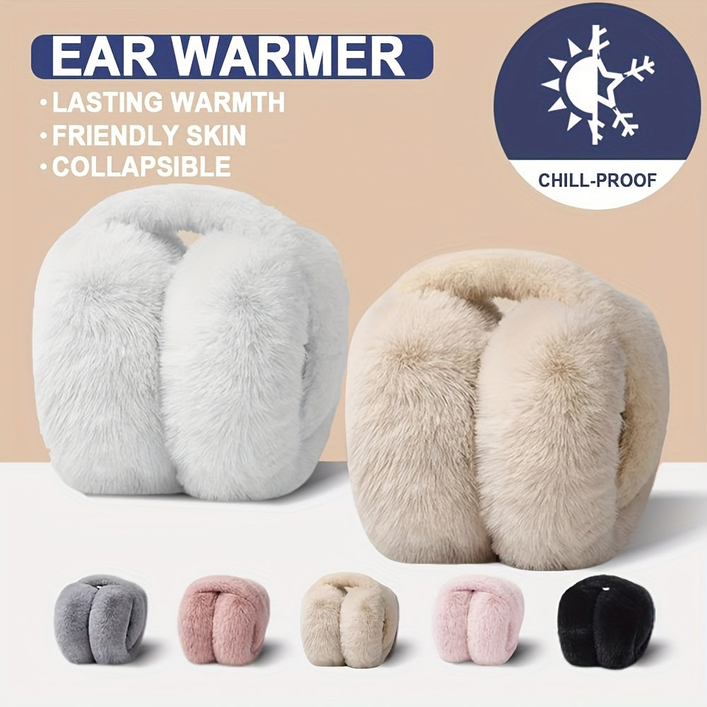 Winter Ear Warmers Foldable Ear Muffs for Outdoor Activities - Beige Pink