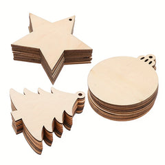 30pcs Christmas Wooden Slices Decorative Pendant DIY Art Crafts