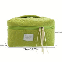 Quilted Cosmetic Bag with Floral Print - Travel Makeup Organizer