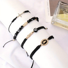24pcs Mixed Braided Rope Beads Bracelet Jewelry for Men Women