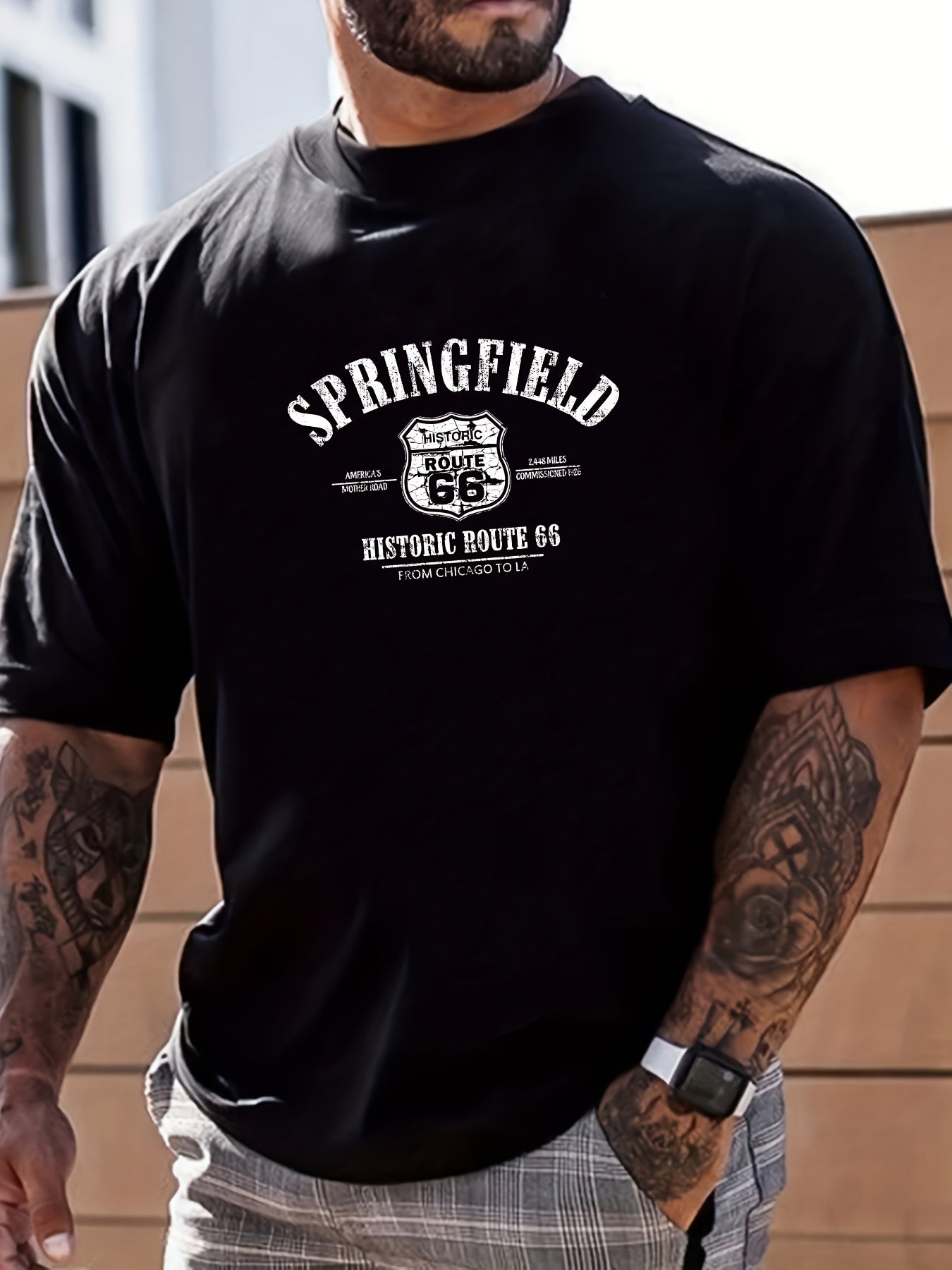 Retro Letter Print Men's Graphic Crew Neck T shirt