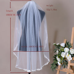 Short Layer Lace Wedding Veil Romantic for Bride