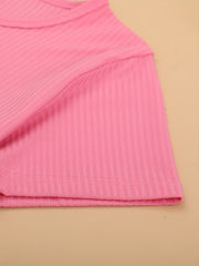 Girl's Ribbed T-shirt & Shorts Set for Summer