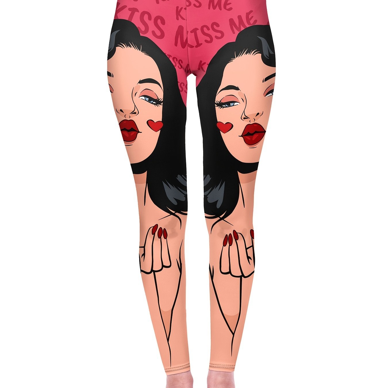 Figure Print Skinny Leggings High Waist Yoga Leggings Women's Clothing