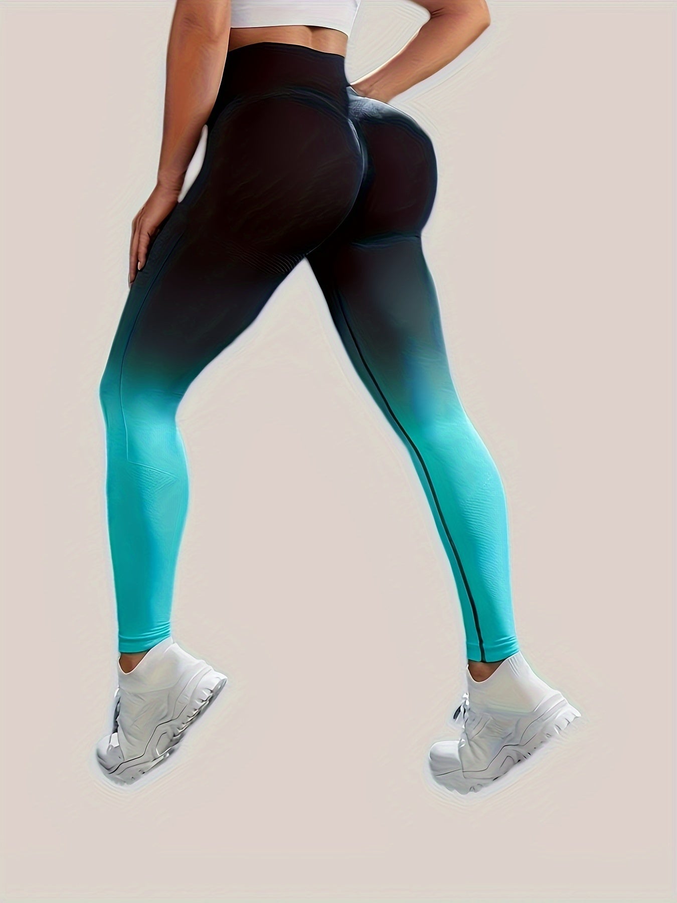 Ombre High Waist Yoga Pants Slim Fit Stretchy Butt Lifting Fitness Sports Trouse