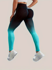 Ombre High Waist Yoga Pants Slim Fit Stretchy Butt Lifting Fitness Sports Trouse
