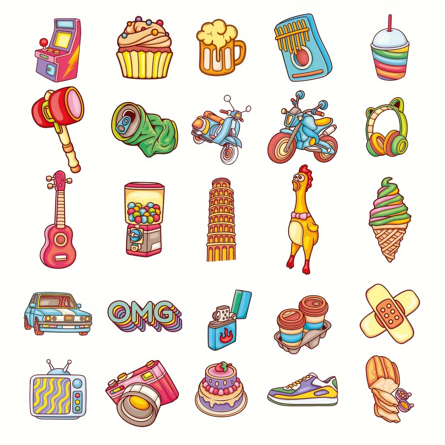 50pcs Water Bottles Vinyl Waterproof Stickers Laptop Skateboard Computer Sticker