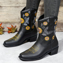 Women's Sunflower Embroidered Western Boots