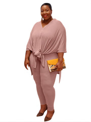 Solid Longline Tee & High Waist Legging Set Plus Size