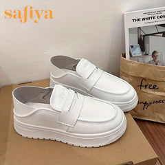 Women's Slip-On Flatform Loafers Non-Slip Soft Sole Shoes