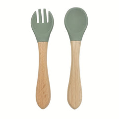 Baby Suction Plate with Self Feeding Spoon Fork BPA-Free Utensil Set