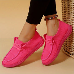 Women's Flying Woven Boat Shoes Lace-Up Slip-On Sneakers
