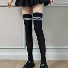 Striped Thigh High Socks College Style Women's Stockings
