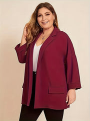 Women's Plus Size Open Front Lapel Collar Blazer