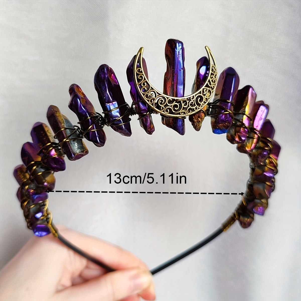 Titanium Quartz Crown Bronze Golden Moon Tiara Wedding Prom