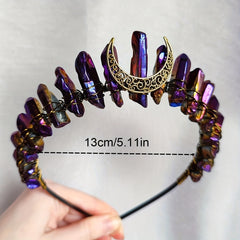 Titanium Quartz Crown Bronze Golden Moon Tiara Wedding Prom