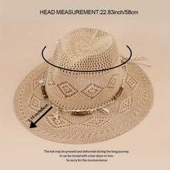 Western Cowboy Jazz Straw Hat Men Women Sun Protection Beach Hat