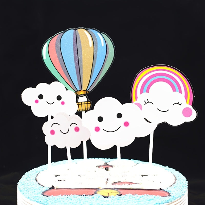 5pcs Colorful Hot Air Balloons Birthday Cake Decoration