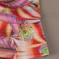 Pink Reversible Bucket Hat Purple Feather Fisherman Cap