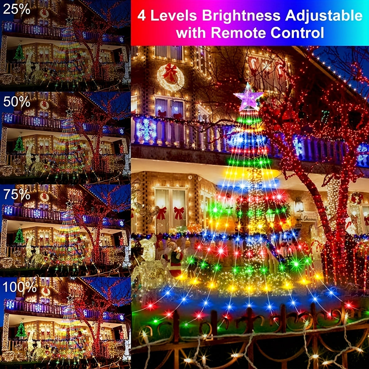 Pentagram Christmas Light USB Waterfall Tree Light