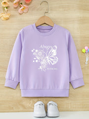 Girls Round Neck Sweatshirt Casual Comfort Fit Toddler Kids Tops Pullover