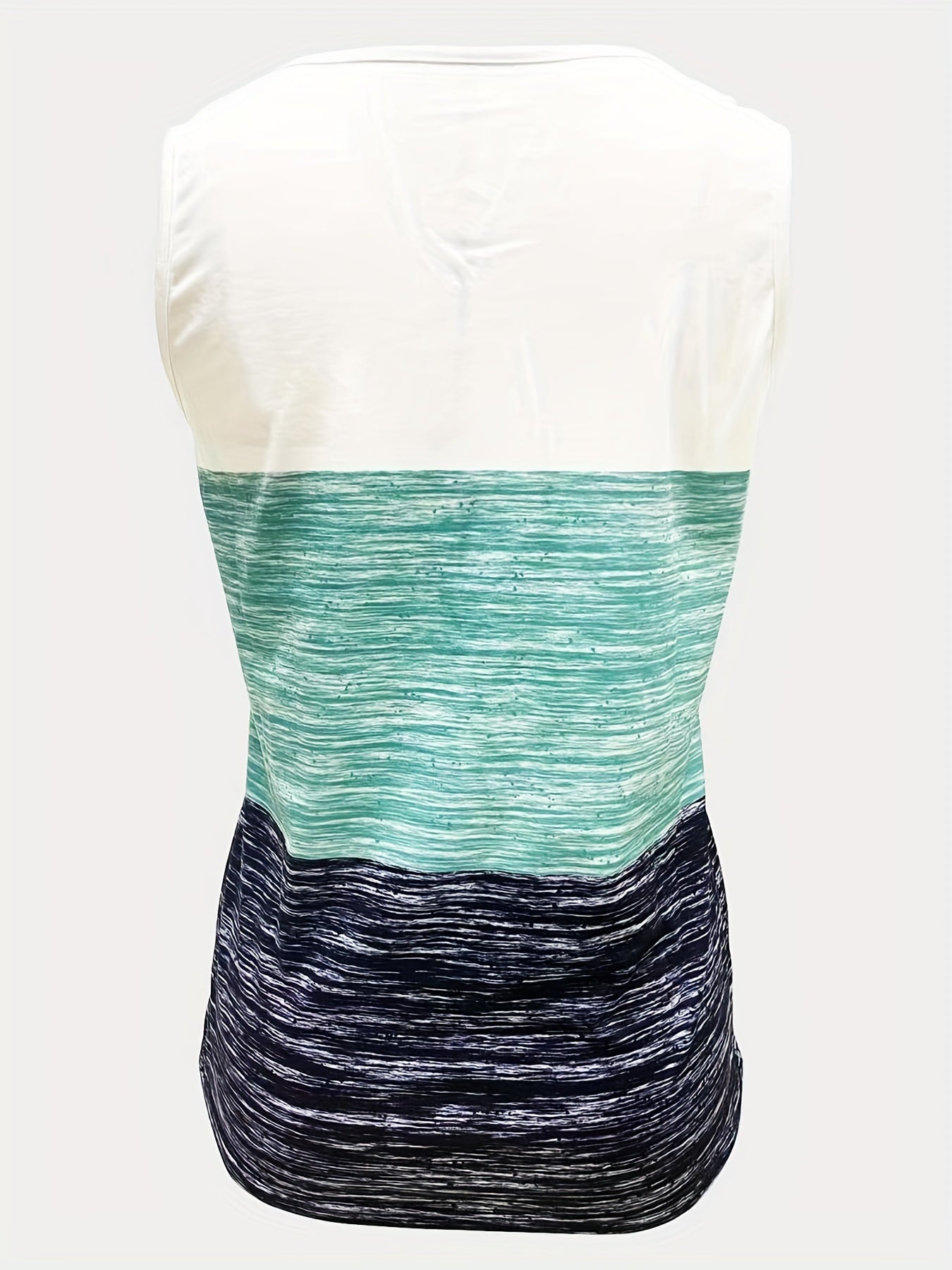 Women's Block Notched Neck Tank Top Sleeveless Casual Summer Top