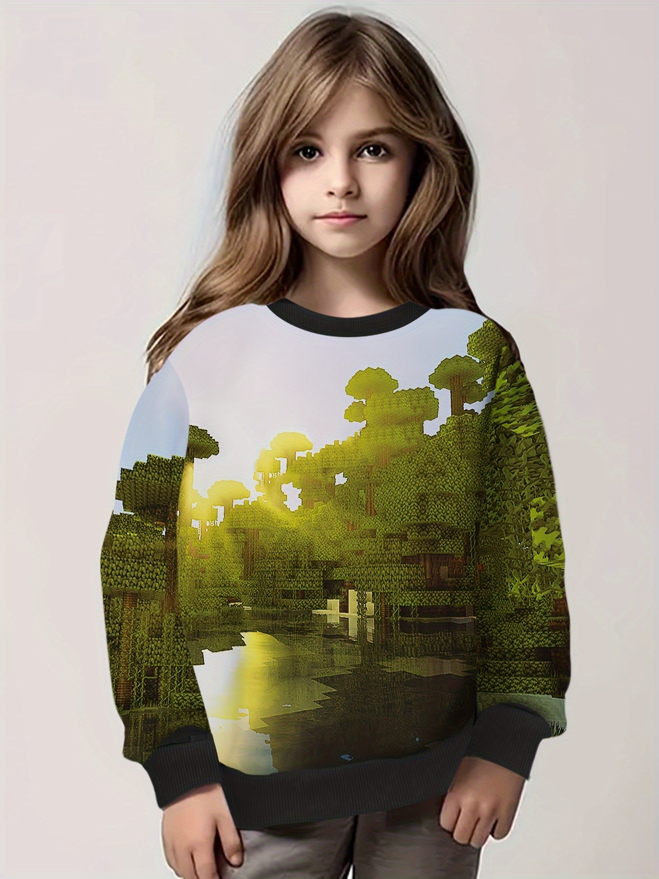 Kids Game Print Hooded Sweatshirt Pullover