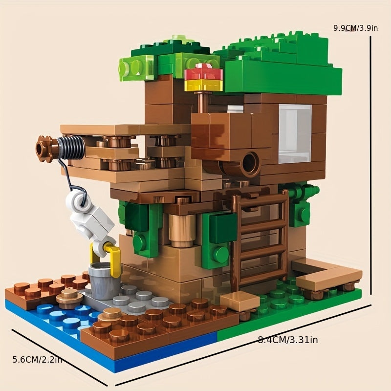 Enlightenment and Educational Building Blocks Toy Tree House with 3 Dolls