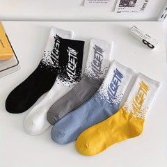 5 Pairs Letter Print Sports Socks for Women
