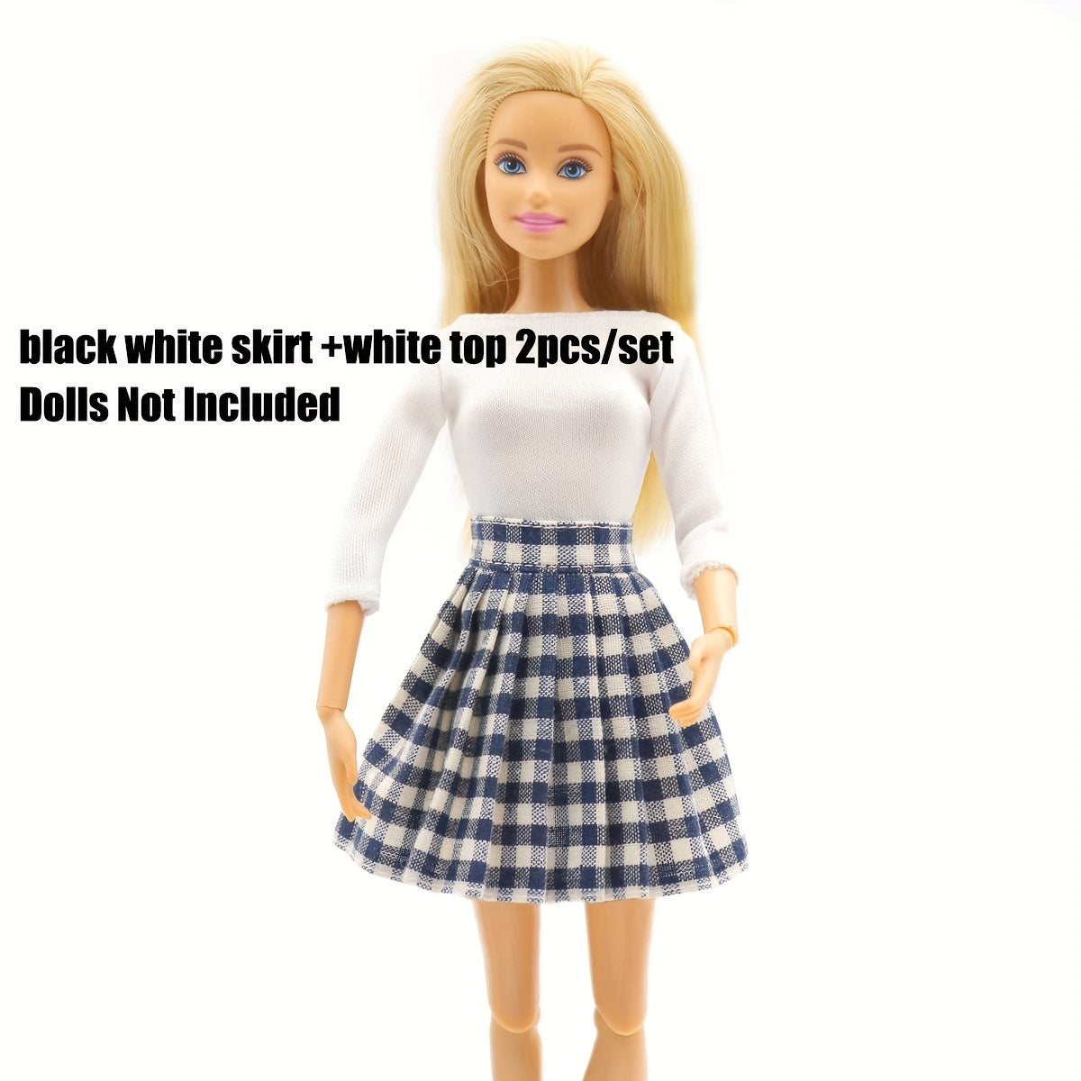 2pc Set Pleated Skirt Shirt for 11-81inch Dolls Model Party Dress Up Costumes