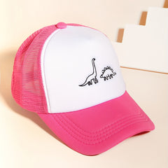 Dino Embroidery Trucker Hat Pink Baseball Cap Adjustable Dad Hats For Women