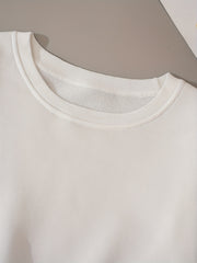 Solid Crop Pullover Sweatshirt Long Sleeve Crew Neck for Spring & Fall