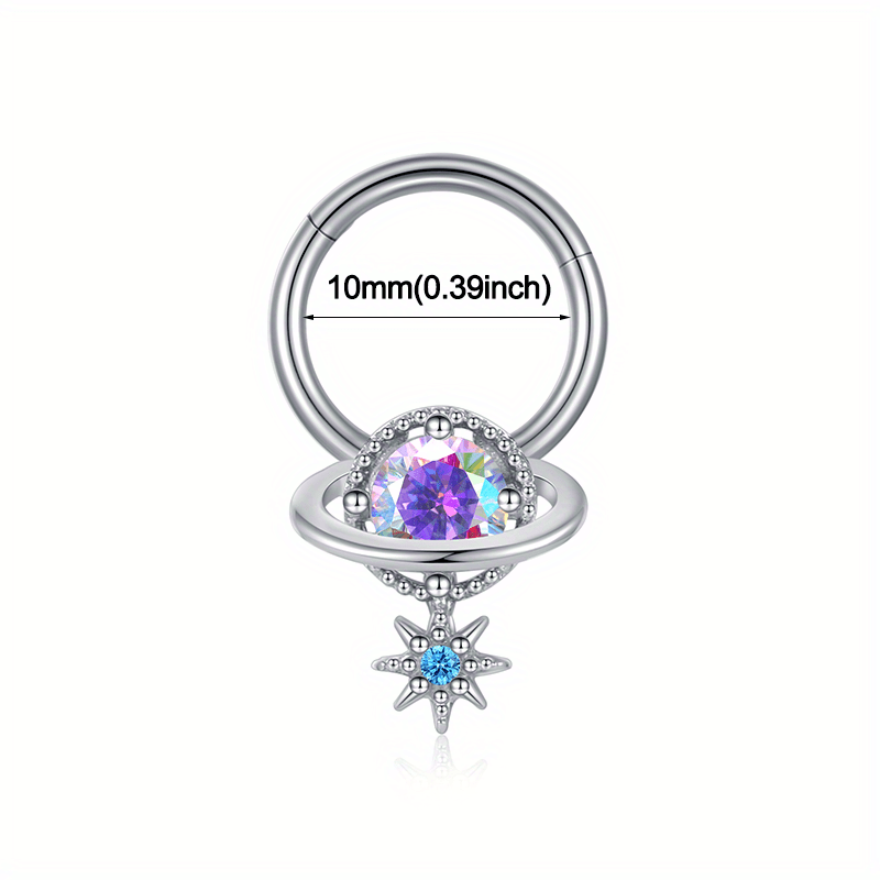 Zircon Inlaid Septum Nose Ring Body Piercing Jewelry