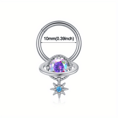 Zircon Inlaid Septum Nose Ring Body Piercing Jewelry