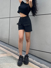 Solid Pocket Front Shorts Casual Summer Street Wear Shorts Women's Clothing