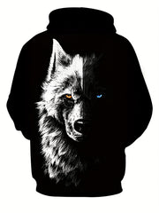 3D Digital Cat Print Hoodies For Men Graphic Sweatshirt With Kangaroo Pocket